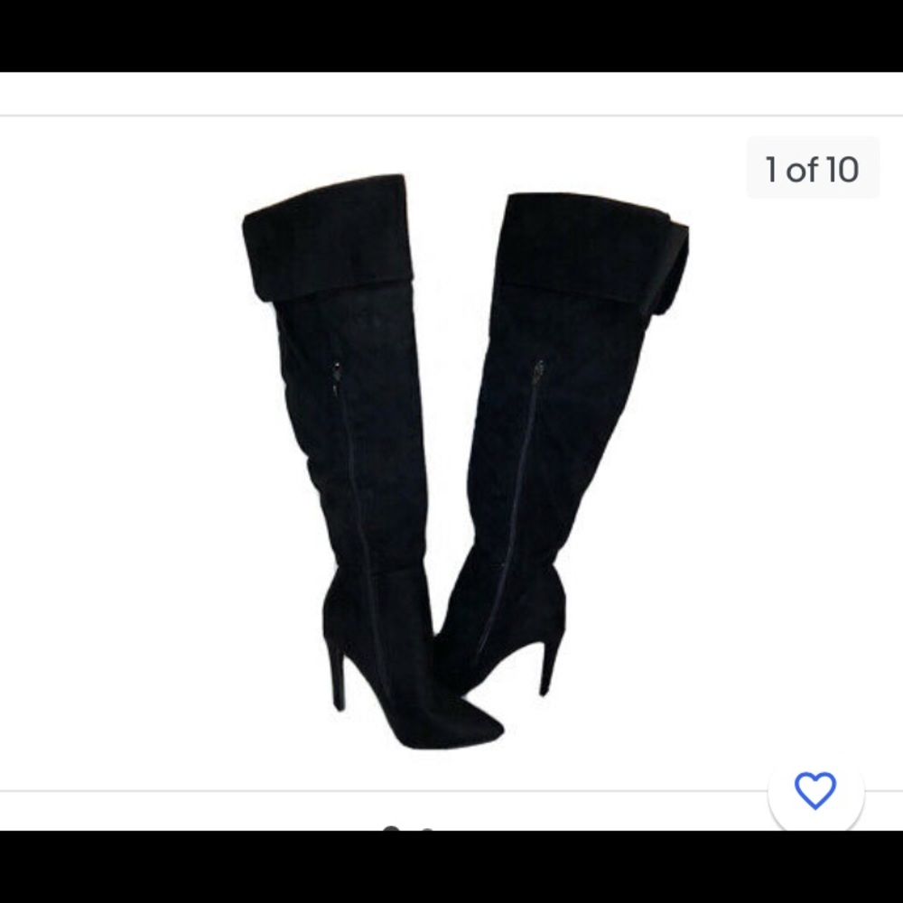 Glaze Black Suede knee Boots